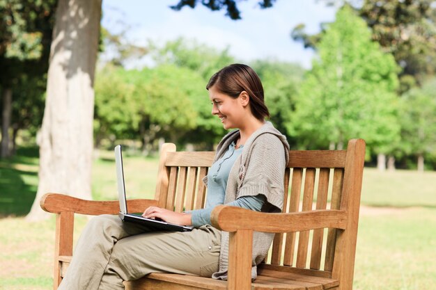 Young woman working on her laptop