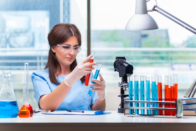 Young woman working in the laboratory