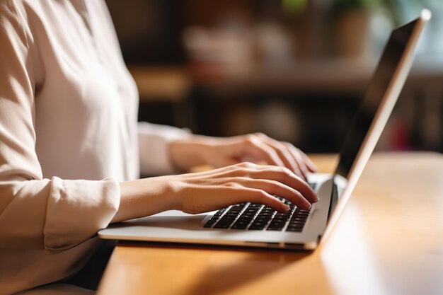 Young woman working on laptop in office