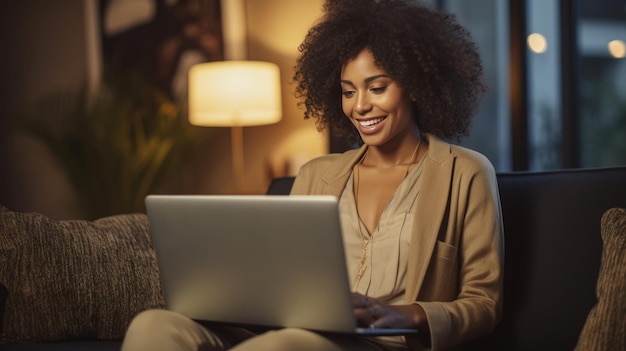 Young woman working on a laptop