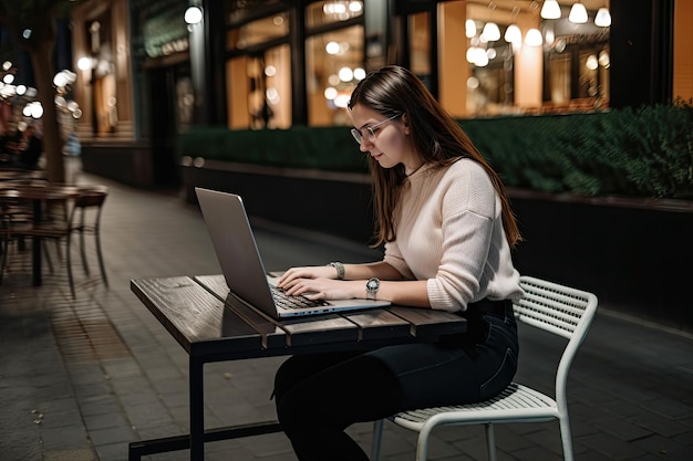 Young woman working on a laptop