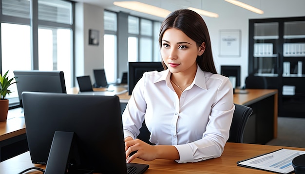 Young woman working in modern business office