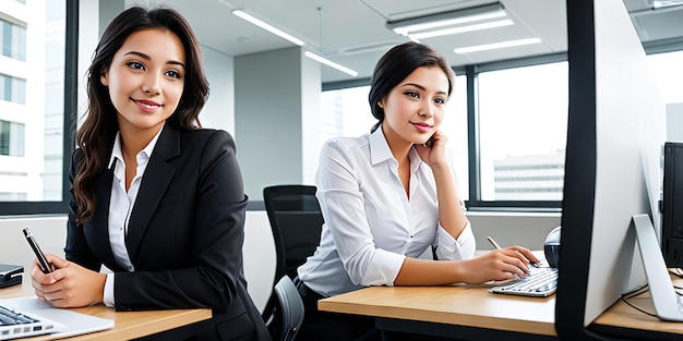 Young woman working in modern business office