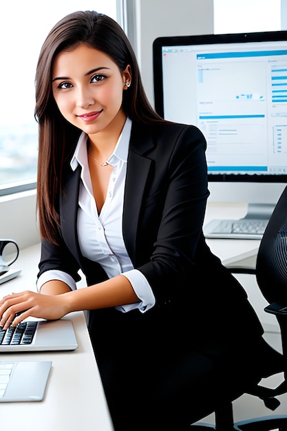 Young woman working in modern business office