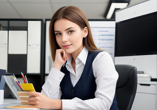 Photo young woman working in office