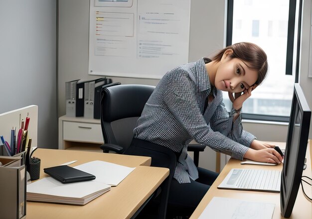 Photo young woman working in office