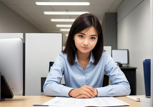 Young woman working in office