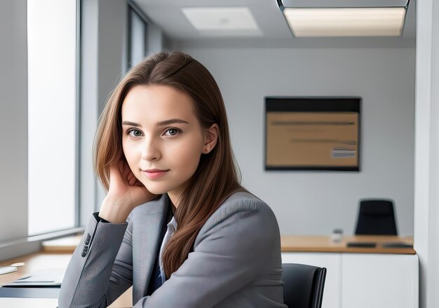 Photo young woman working in office