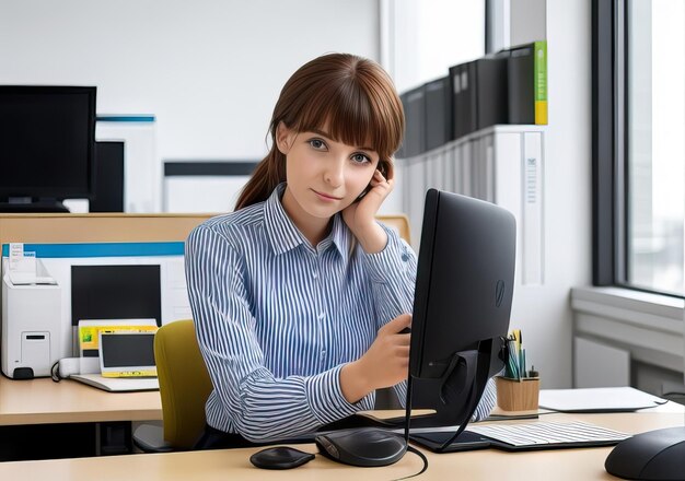 Photo young woman working in office