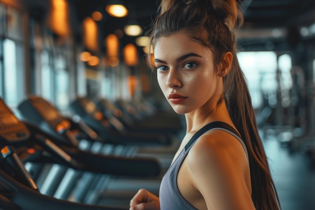 young woman working out in gym