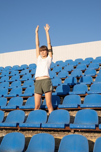 Young woman working out outdoor