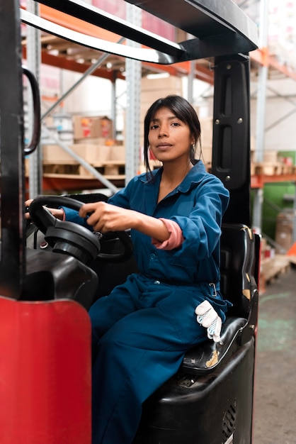 Young woman working in a warehouse