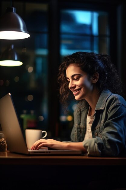 Young woman working with laptop