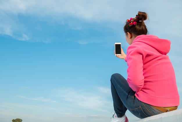 Young women are beautiful selfie sky at sunset