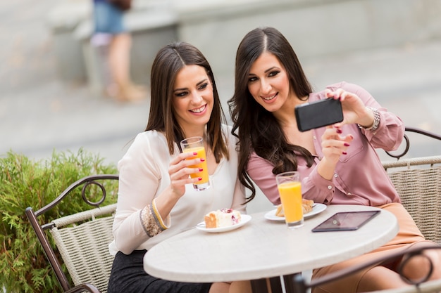 Young women in the cafe