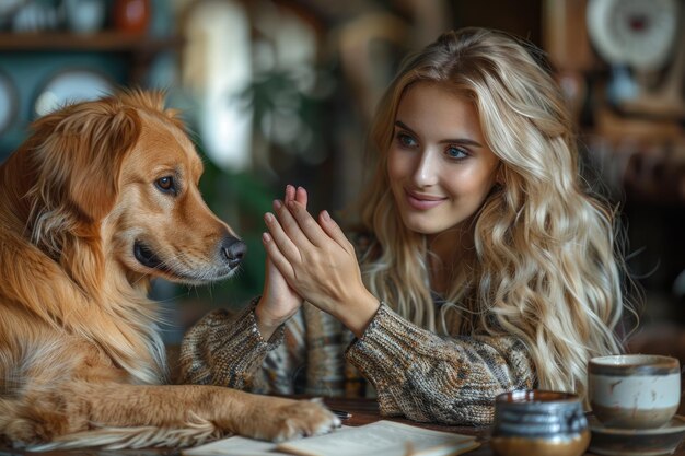 Photo young women and dogs