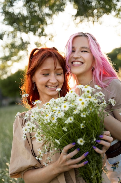 Photo young women having fun in summertime