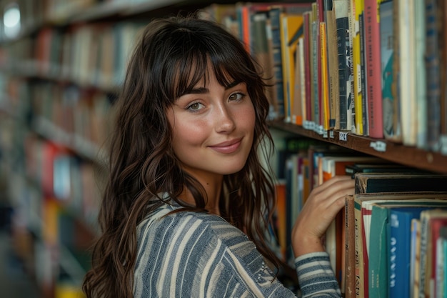 Photo young women in the library