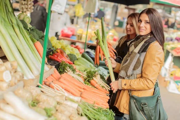 Young women at the market