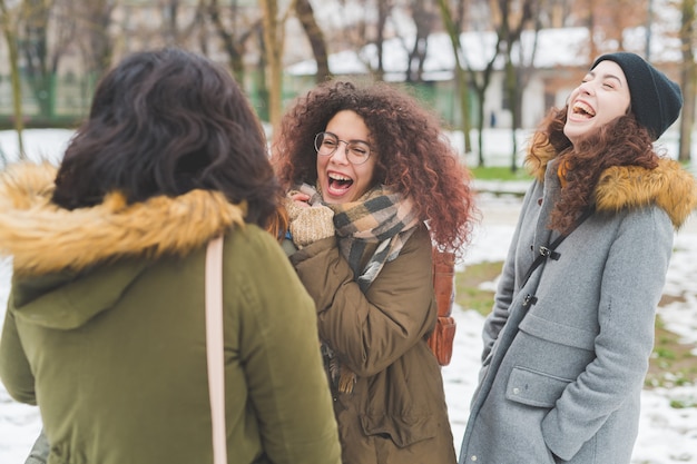  young women multiethnic laughing