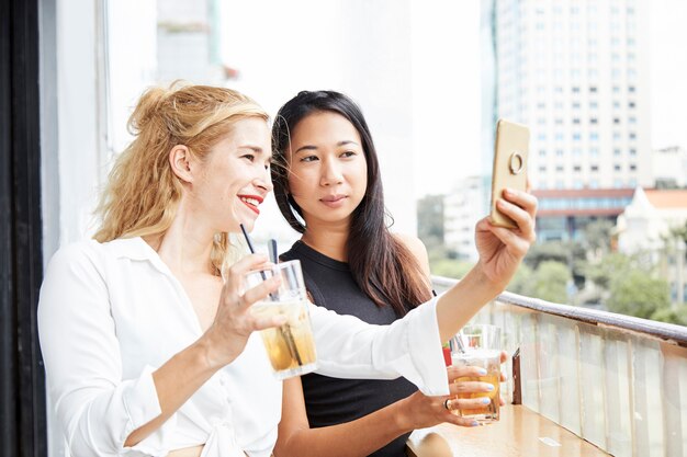 Young women posing for selfie