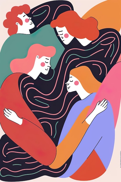 Young women united in a hug