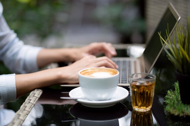 Young women using labtop.