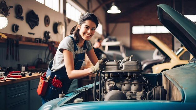 Young worker in a car workshop