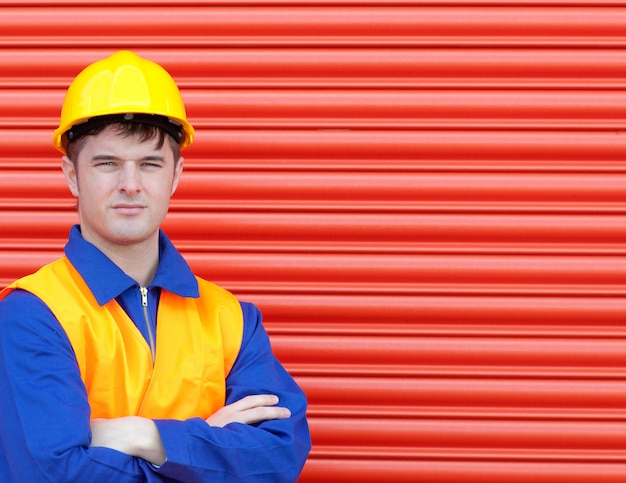 Young worker wearing a hardhat