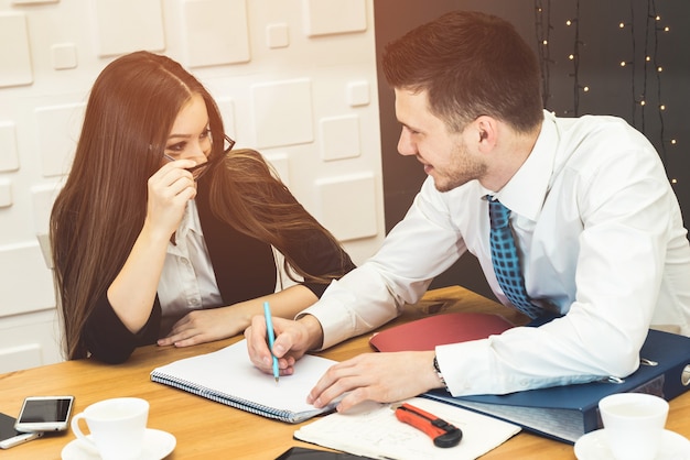 Young workers on the business meeting