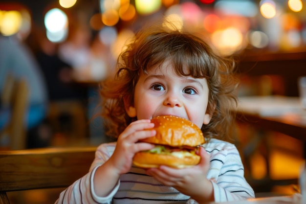 Youngster Enjoying a Tasty Burger