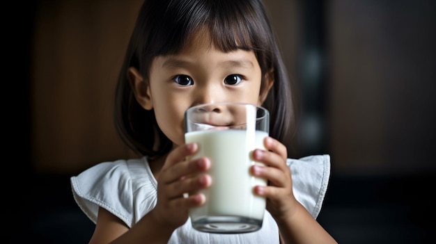 우유를 마시는 어린아이 AI를 생성합니다.