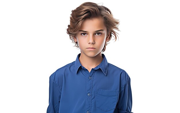 Photo youngster sporting an indigo shirt isolated on transparent background