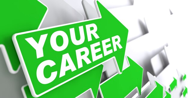 Your Career Concept. Green Arrows on a Grey Indicate the Direction.