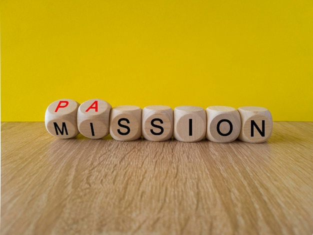 Do your mission with passion fliped wooden cubes and changed the inscriptio