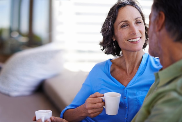 Youre the best part of my day A cropped shot of a happy mid adult couple drinking tea together outdoors