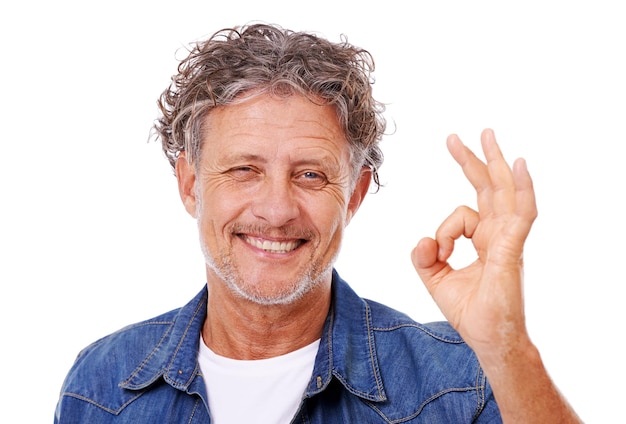 Youre top notch Studio portrait of a positive mature man isolated on white