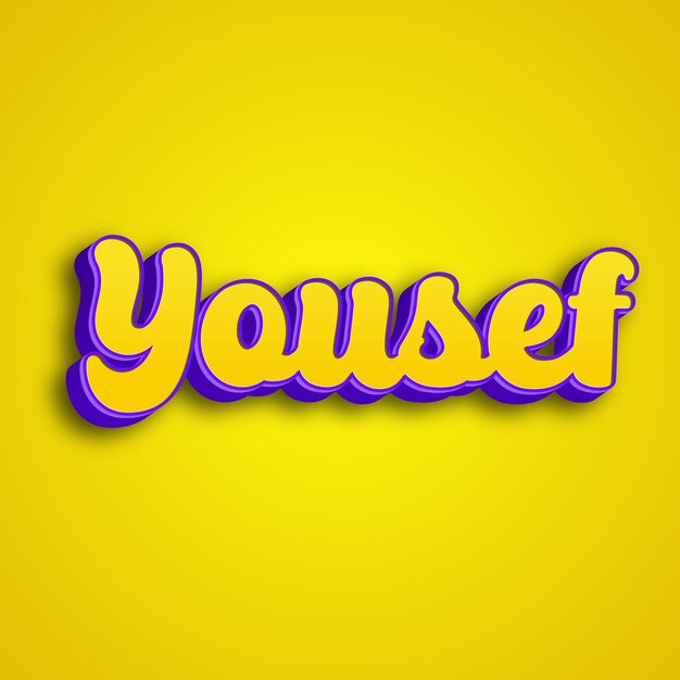 Yousef typography 3d design yellow pink white background photo jpg