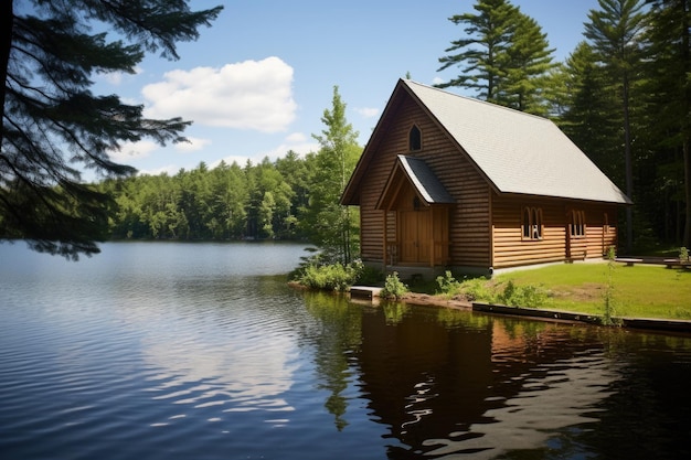 A youth camp chapel by a lake