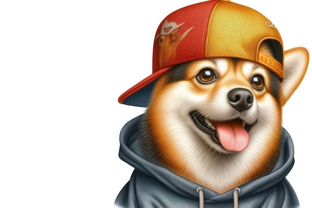 Youth dog in a cap Space for text