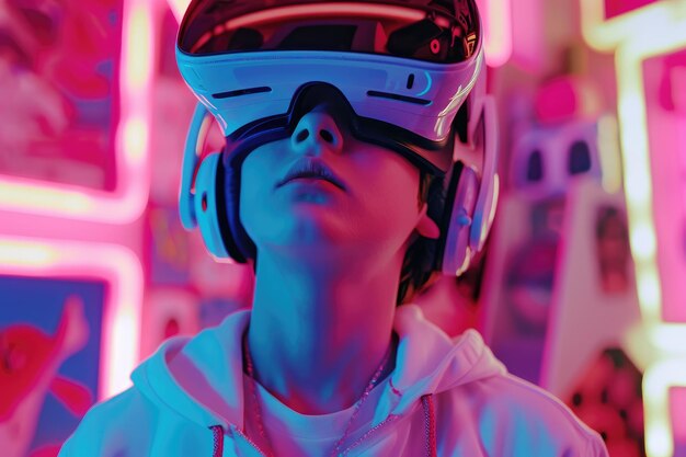 Photo youth gaming addiction in virtual reality future