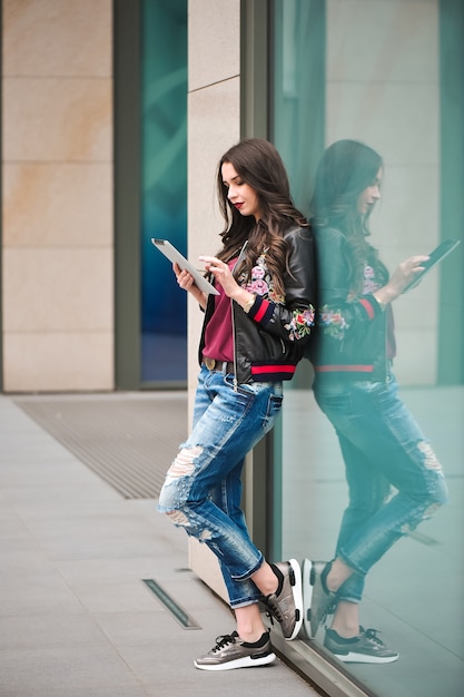 Youth and technology. Attractive young woman using computer