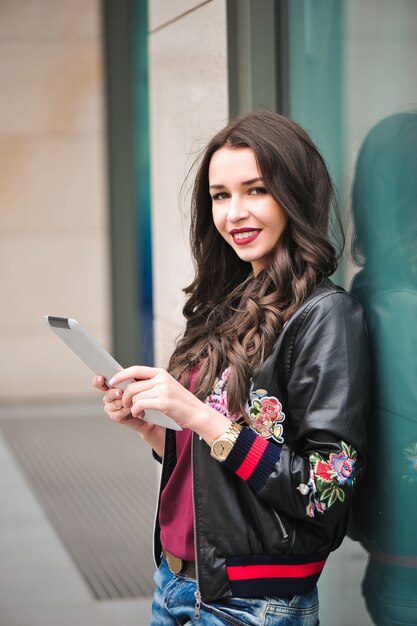 Youth and technology. attractive young woman using tablet