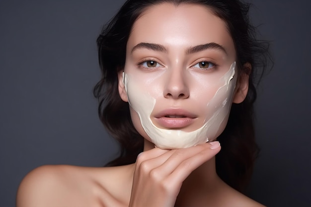 A youthful visage applies a skincare agent in a facial regime exhibiting a smooth healthy complexion