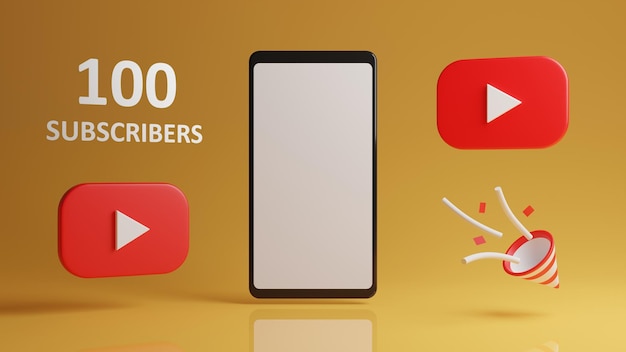 YouTube-abonnees Felicitatiebanner met telefoonmodel