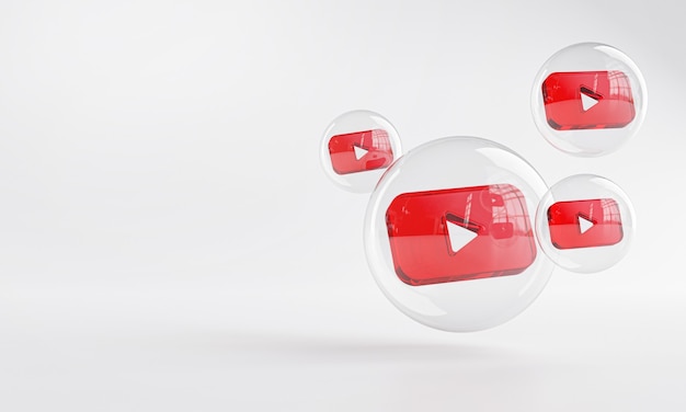 Youtube Acryl Icoon Binnen Bubble Glas Kopieer Ruimte 3D