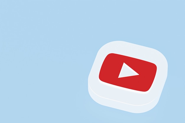 Youtube applicatie logo 3D-rendering op blauwe achtergrond