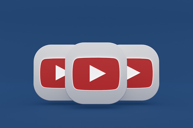 Youtube applicatie logo 3D-rendering op blauwe achtergrond