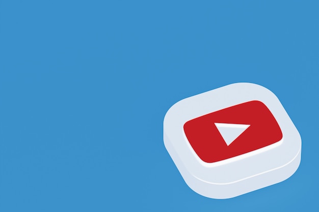 Youtube applicatie logo 3D-rendering op blauwe achtergrond