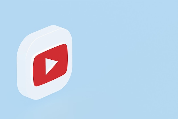 Youtube applicatie logo 3D-rendering op blauwe achtergrond